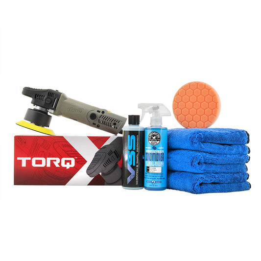 Chemical Guys TORQX Pulidora Orbital Aleatoria, Kit de un Solo Paso para Eliminar Arañazos y Remolinos - 8 Artículos