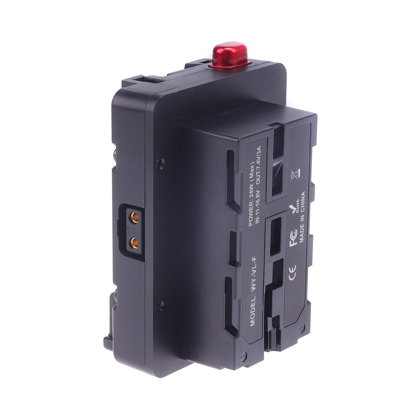 Hersmay V-Lock D-Tap - Placa de batería Adaptador V para batería NP-F NP-F550 NP-F570 NP-F750 NP-F960 NP-F970, Salida D-Tap para cámara Monitor, luz LED