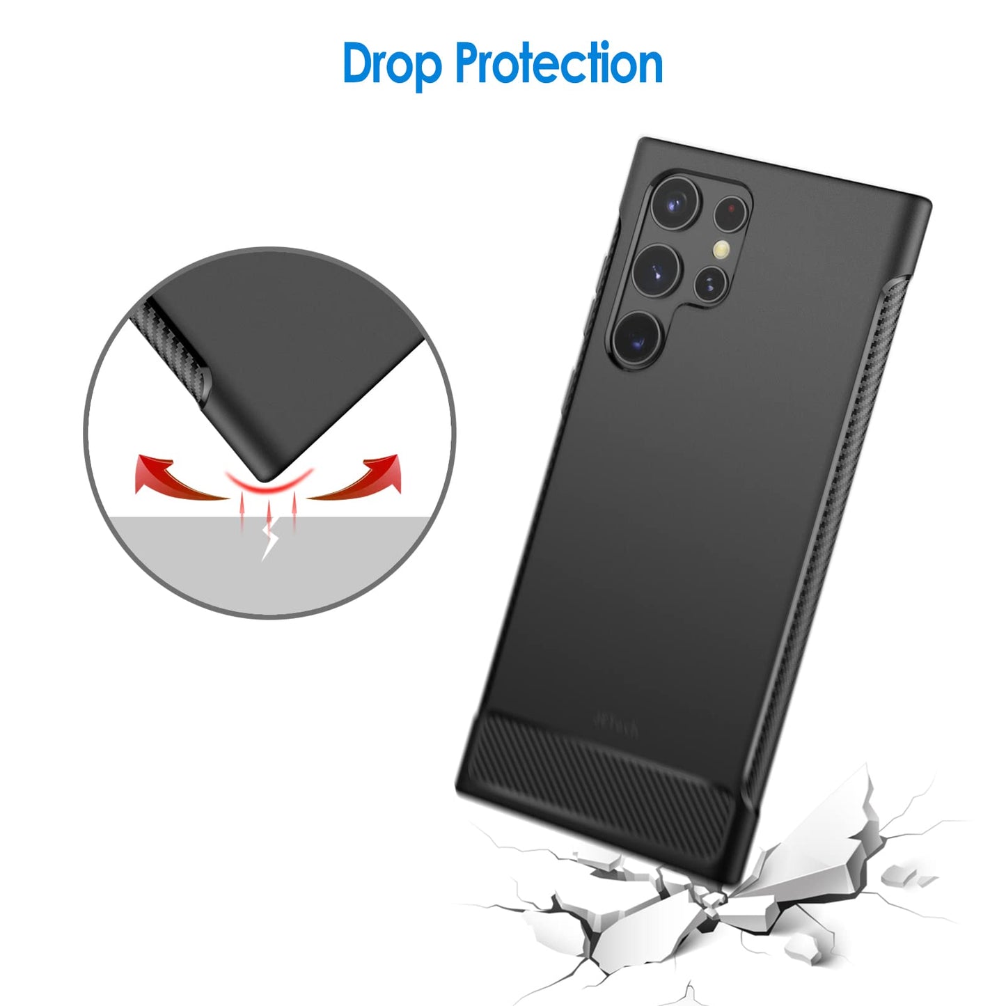 JETech Funda Fina para Samsung Galaxy S22 Ultra 5G 6,8 Pulgadas, Carcasa Delgada Teléfono con Choque-Absorción y Diseñado con Fibra de Carbono (Negro)