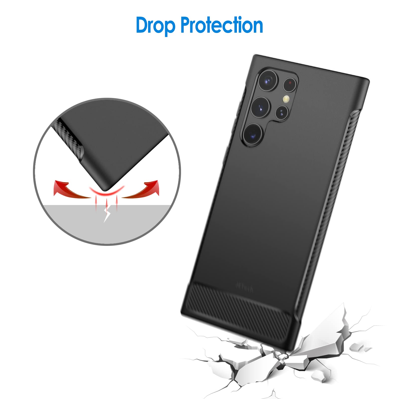 JETech Funda Fina para Samsung Galaxy S22 Ultra 5G 6,8 Pulgadas, Carcasa Delgada Teléfono con Choque-Absorción y Diseñado con Fibra de Carbono (Negro)