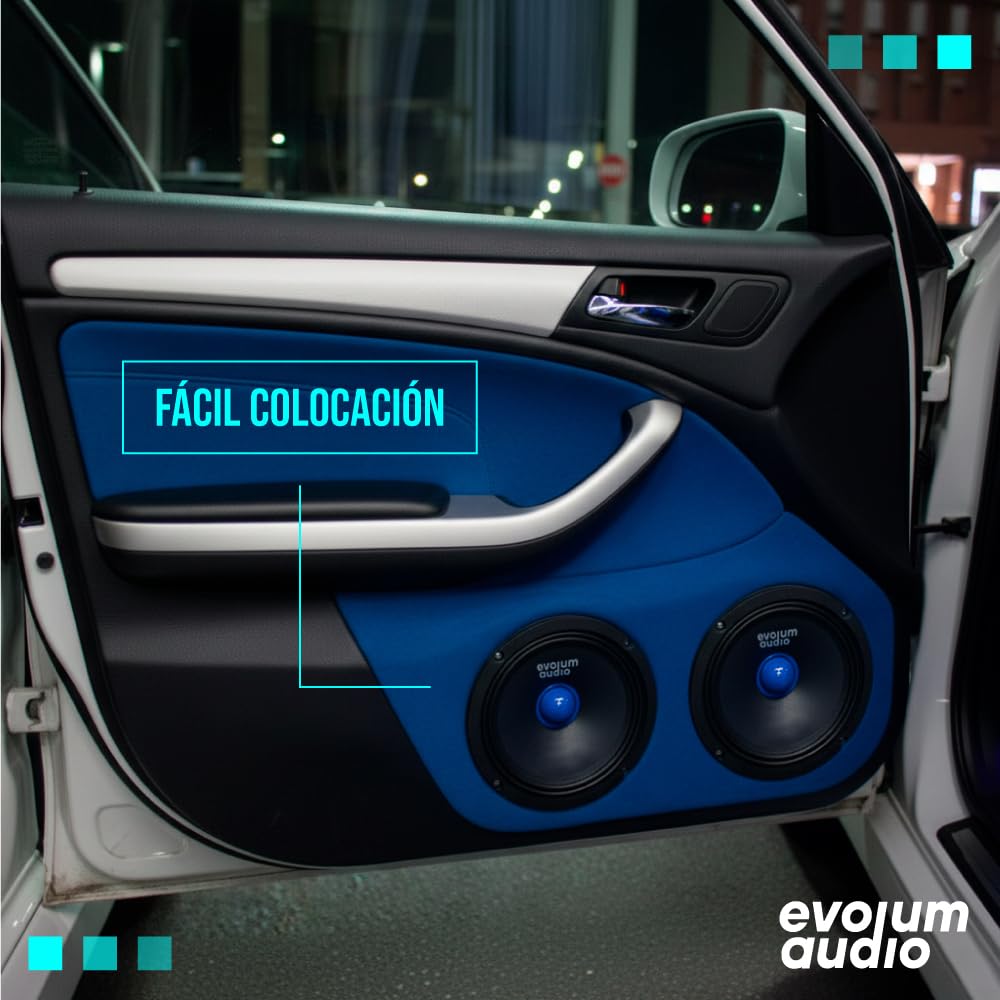 Evolum Audio - Kit Bocinas Medio Rango - Sonido Claro y Potente - Cono de Papel de Titanio - Potencia RMS de 150 W - Materiales de Calidad - Fácil Instalación - Modelo Open Show (6.5 in)
