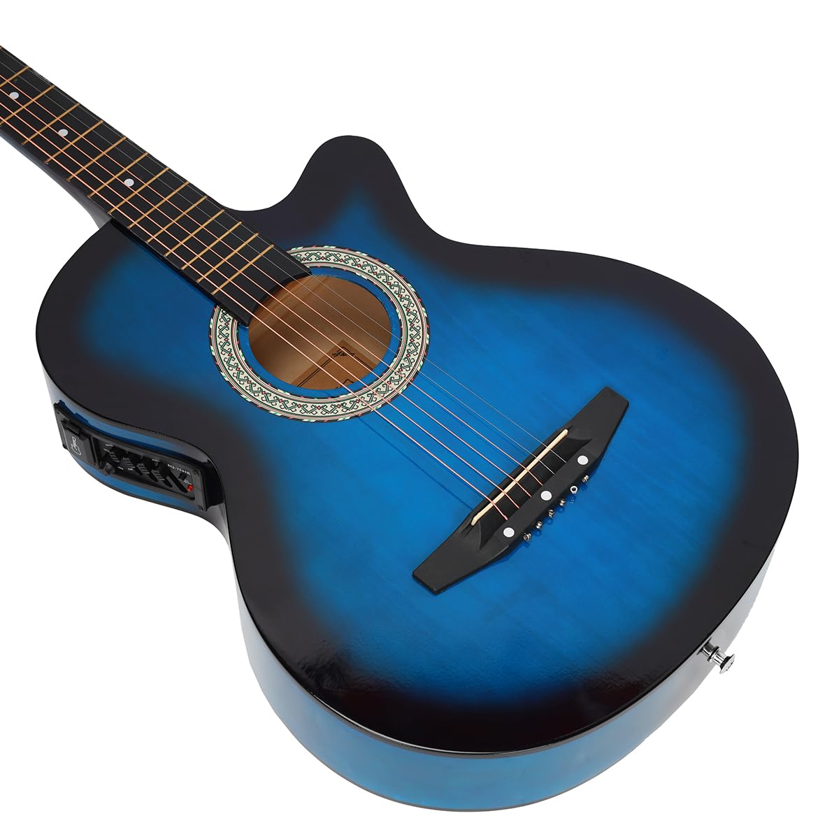 38 inch Electroacústica Guitarra Guitarra acustica con Afinadores,Correas,Cuerdas para Instrumentos,Plumillas,Cable amplificador guitarra,soul,Fundas para Guitarras 3/4 (Blue2)