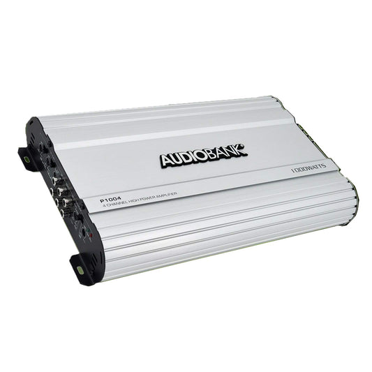AUDIOBANK 4 Canales 1000 vatios Amplificador estéreo de Audio de Coche puenteable P1004 disipador de Calor de aleación de Aluminio Resistente | Clase A-B Funcionamiento Remoto de Encendido y Apagado
