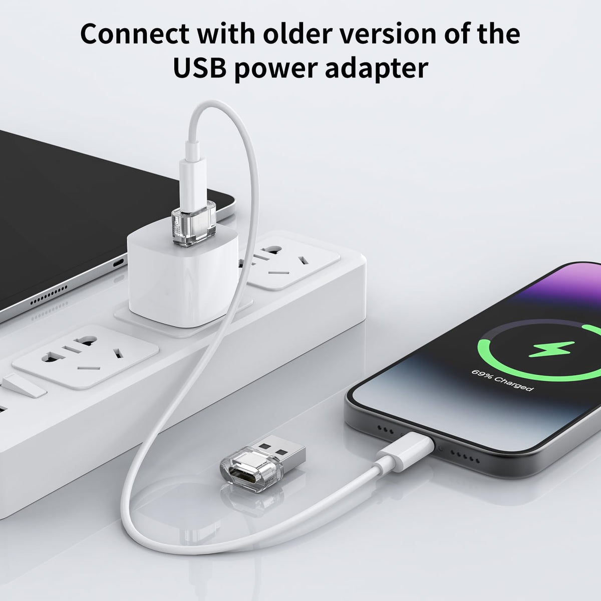 Adaptador USB C a USB Transparente Paquete de 5 Compatible con Apple Watch iPhone iPad Coche