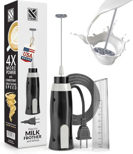 Espumador de Leche Eléctrico K-Brands con Cable Mezclador Potente para Café y Capuchino