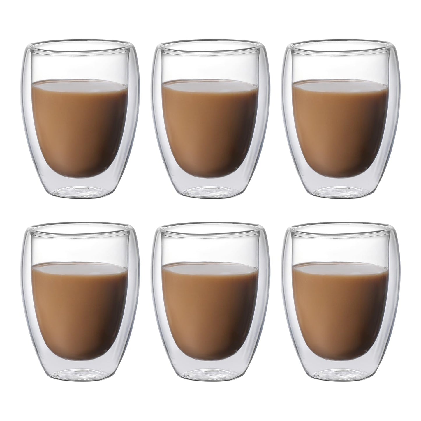 Taza de Café NACOOL Vidrio Transparente Doble Pared Set 6 Piezas