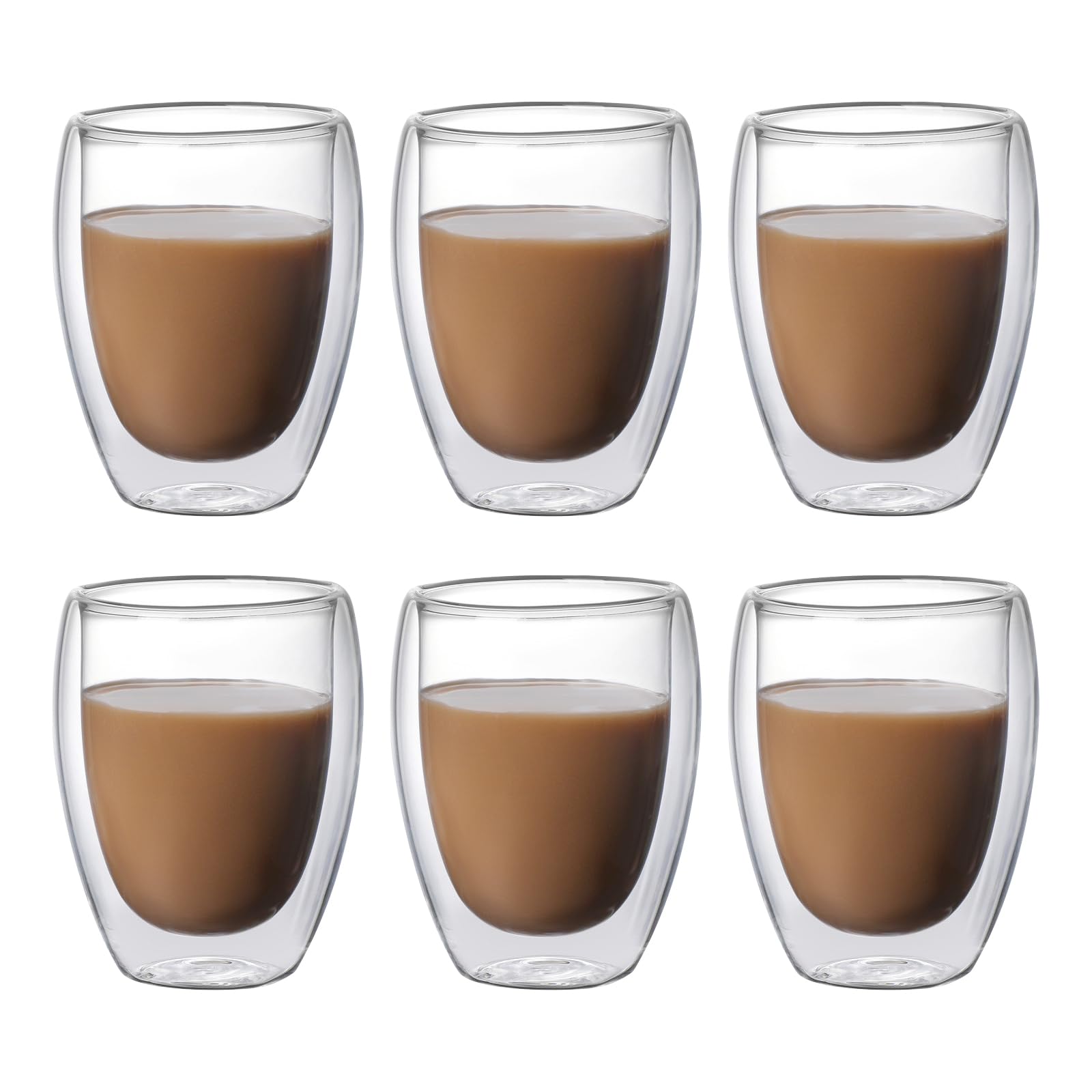 Taza de Café NACOOL Vidrio Transparente Doble Pared Set 6 Piezas
