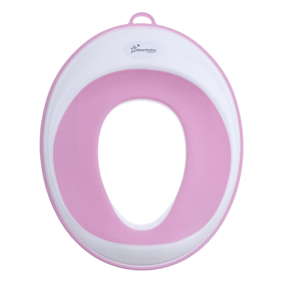 Dreambaby Asiento Entrenador para Baño Infantil, Adaptador de Inodoro Antideslizante y Suave, Portátil, Tamaño Estándar, Blanco con Rosa