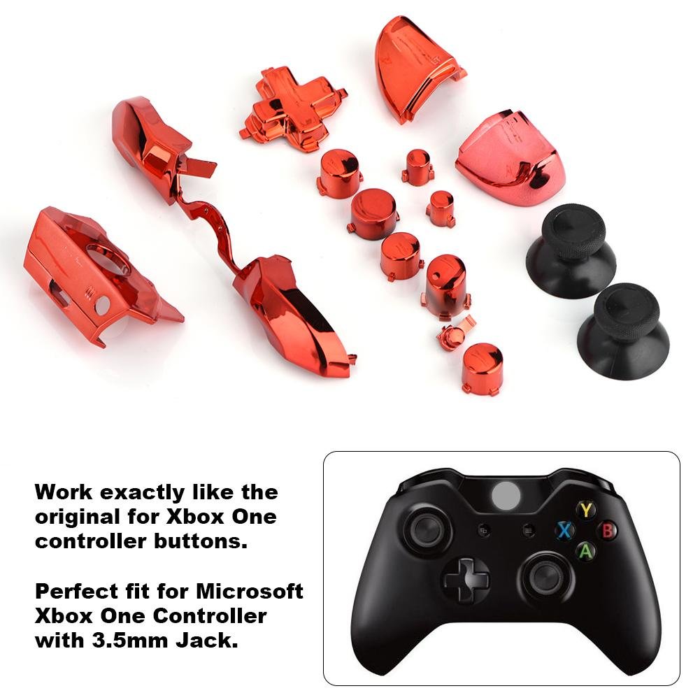 Conjunto Completo De Botones para One, Thumbsticks Botones Abxy Activadores Dpad Full Button Sets Kits Mod para One Controller(Rojo)