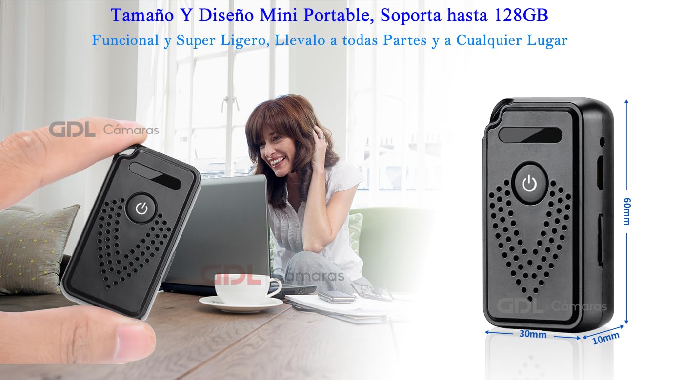 Micrófono Espía Oculto Tecno-10 Innovación WiFi Portable Grabadora de Voz con Audio en Vivo y Modo Espera de 20 Días