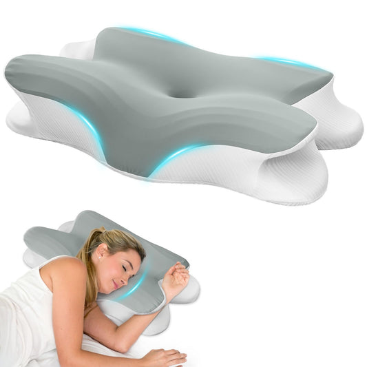 GALASALA Almohadas Memory Foam, Almohada Ortopedica Cervical para Dormir el Diseño Ortopédico Ergonómico Alivia el Dolor de Cuello, Adecuada para Dormir de Lado, Espalda o Panza con Fundas Almohadas