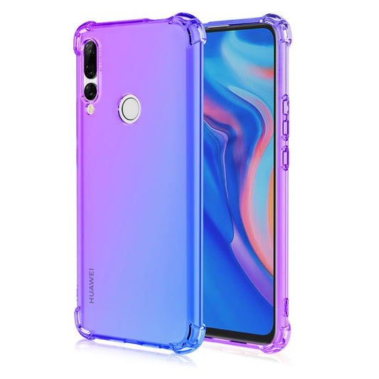 DABUNA Funda para Huawei Y9 Prime 2019 Case Uso Rudo,Transparente Colores Degradados Protectora de Cámara Anticaída Carcasa Bumper(Púrpura Azul)
