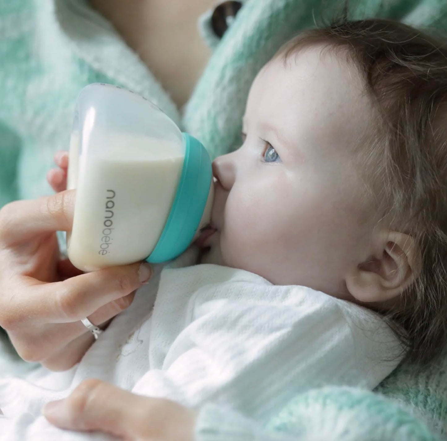 Nanobébé Biberón para Leche Materna – 3 Piezas (150ml / 5oz) Botella de Leche Materna para Recién Nacidos, Anticólicos, Cierre Perfecto, Conserva los Nutrientes, Paquete Triple, Color Verde