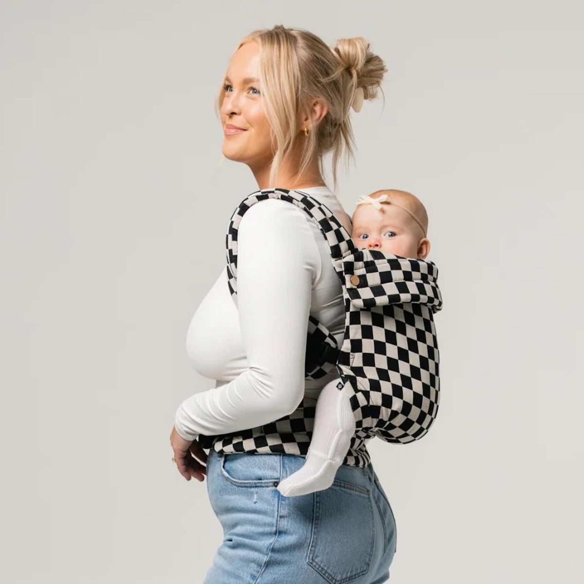 Mabē Monarch - Portabebés ergonómico, de algodón de alta calidad, estructura suave, para recién nacidos a niños pequeños, diseño saludable para la cadera, 3 posiciones de transporte (7-35 libras