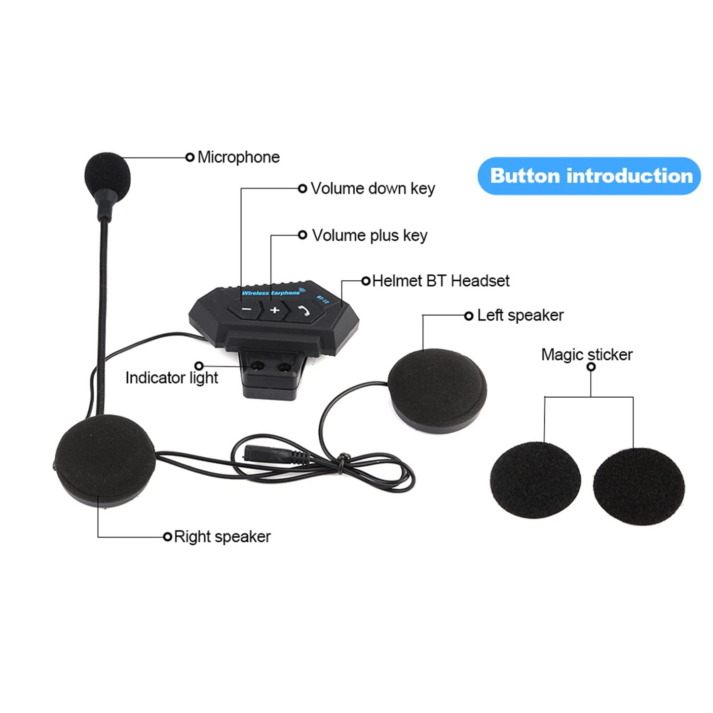 KIMISS Helmet Headphone, 1 par de Casco de Motocicleta BT Headset Auriculares Altavoces Soporte para Llamadas Manos Libres, Mensaje de Voz, Calidad de Sonido Genial