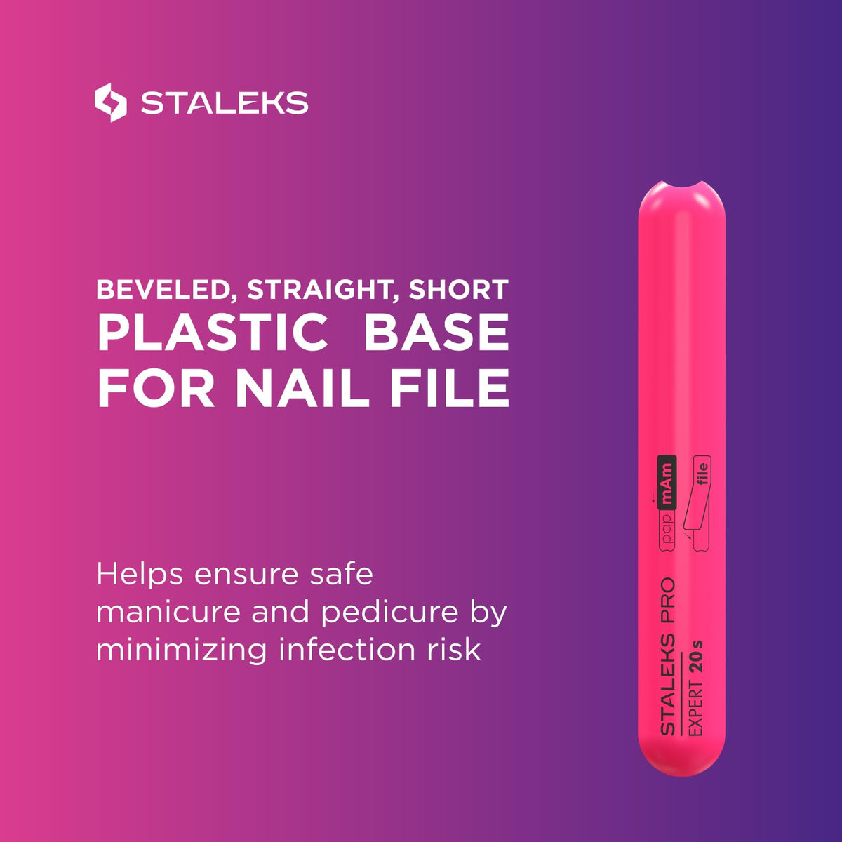 Staleks Lima de Uñas de Plástico Inclinada, Recta (Base) Spbe-20S, Rosa