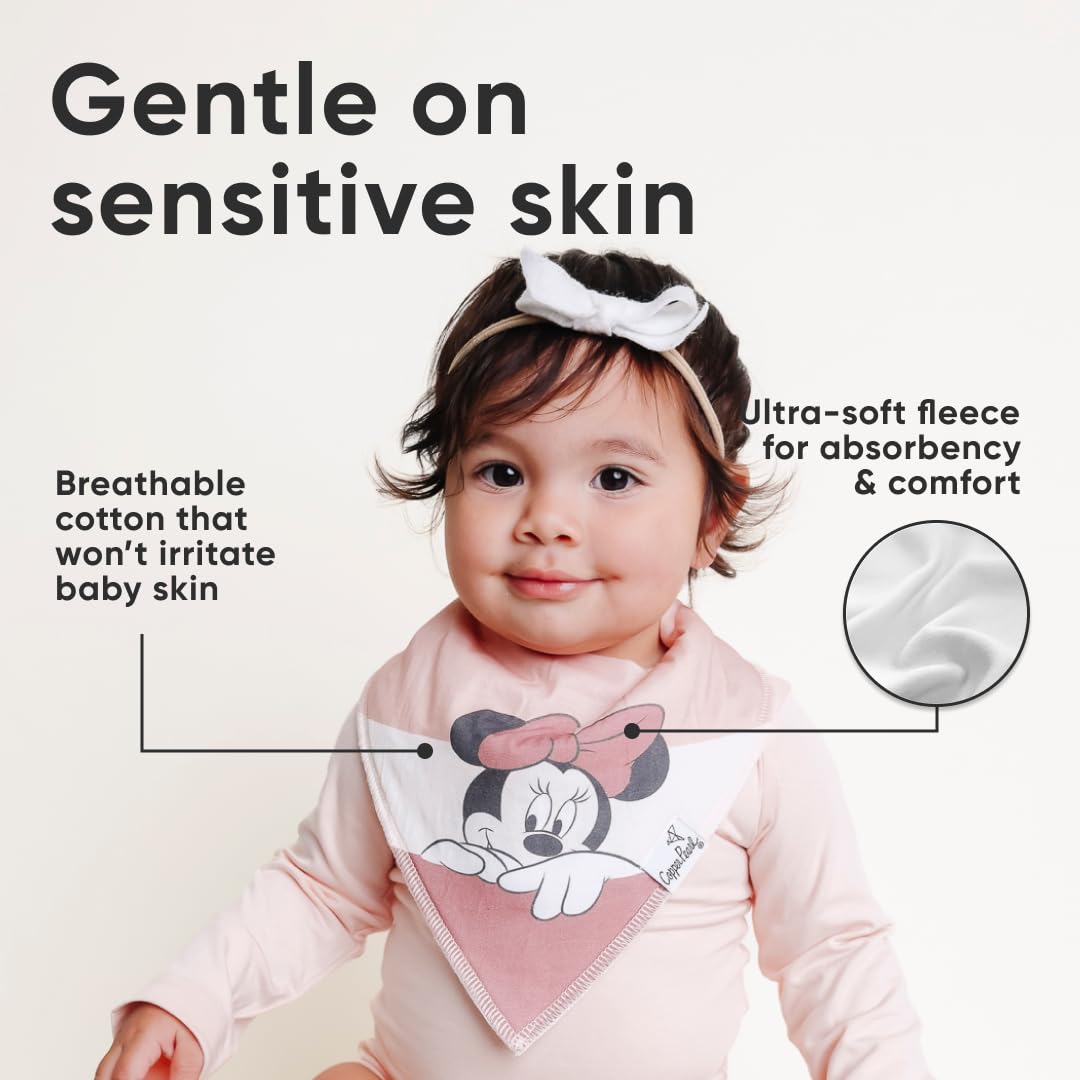 Baberos de bebé con perlas, de cobre, para baberos y dentición, paquete de 4 unidades, regalo Minnie Mouse