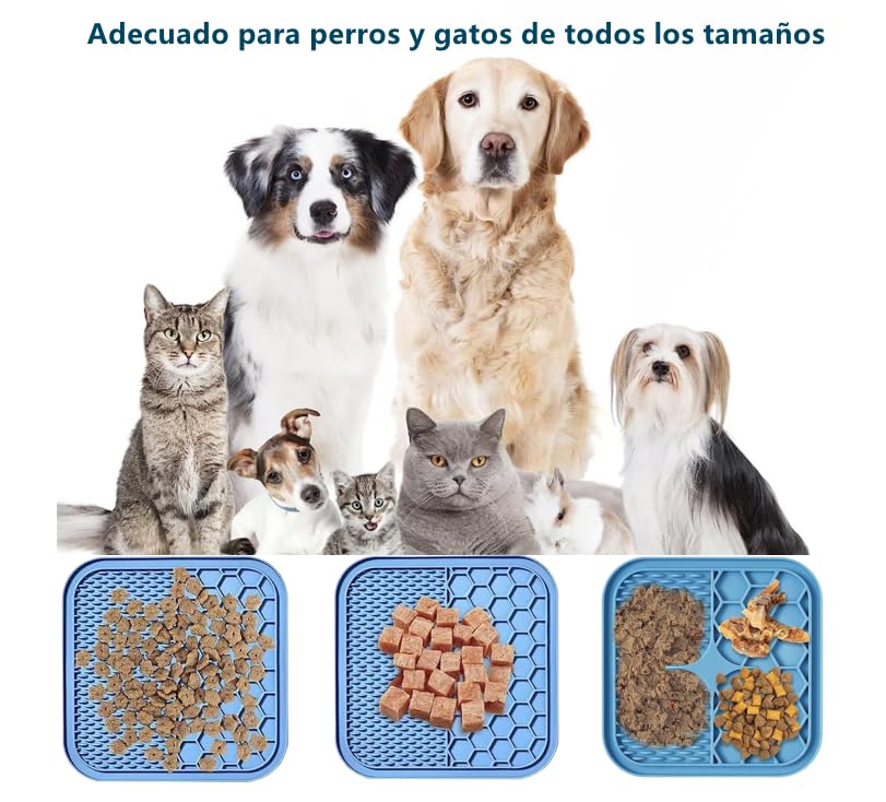 Almohadilla de Alimentación con Ventosas Antideslizantes para Perros y Gatos, Incluye Espátula de Silicona, Alivio de Ansiedad y Entrenamiento