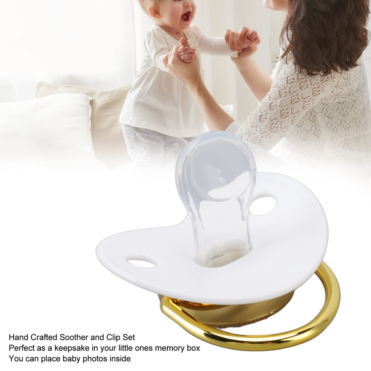 Chupete Decorativo Bling Personalizado para Fotos Bricolaje, Juego de Chupete Lujoso Blanco Ideal para Niña