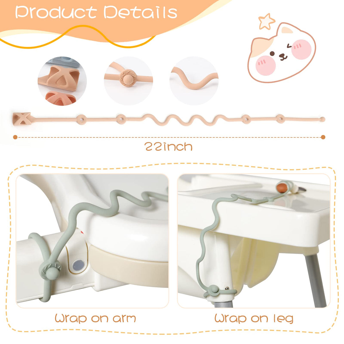 Cucharas para autoalimentación de bebé, SMAutoLife, para niños de 6 meses, juego de utensilios para niños pequeños con correa de silicona de grado alimenticio para mantener el tenedor y la cuchara