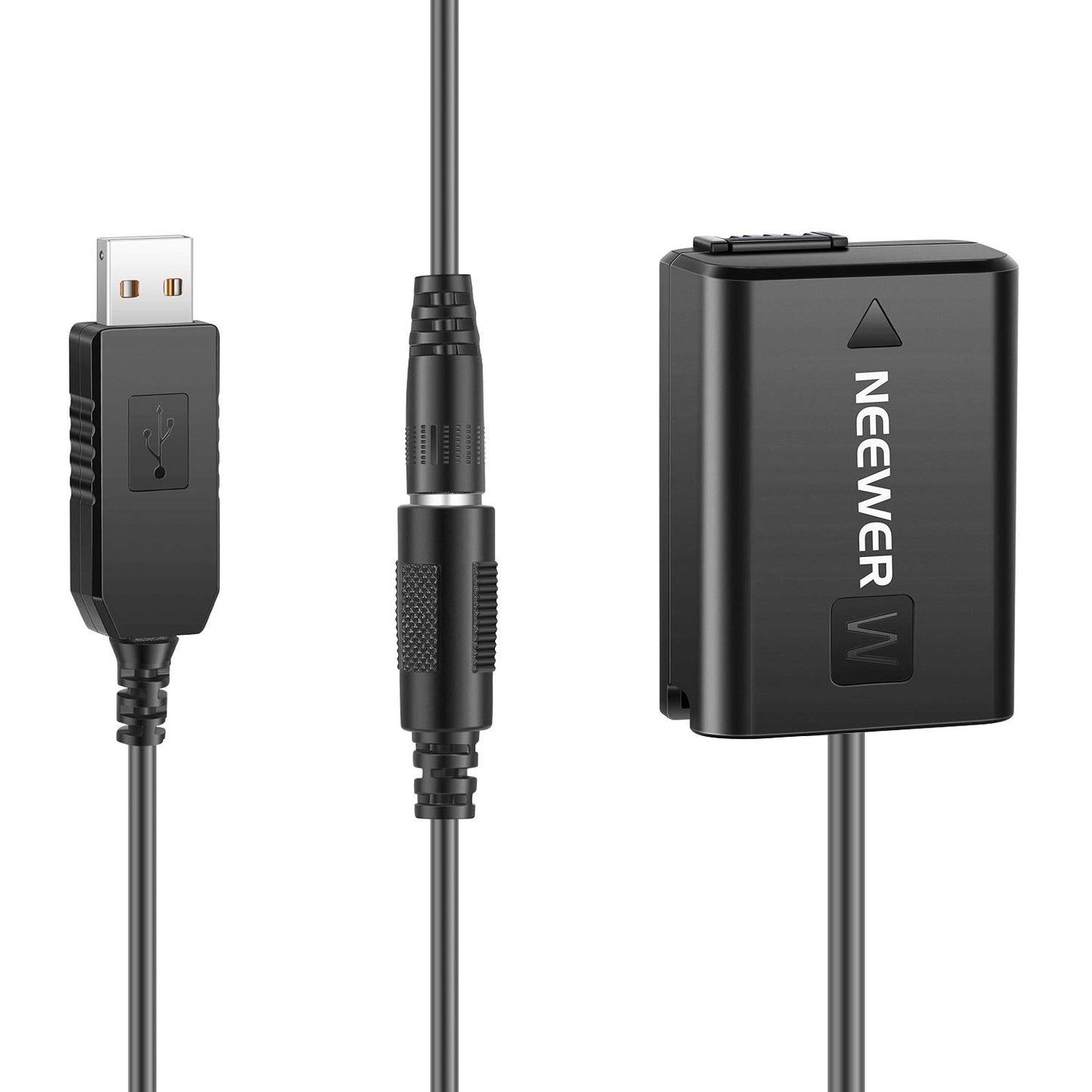 Neewer - Acoplador DC de repuesto para NP-FW50 adaptador de corriente de batería simulada con cable USB compatible con Sony A7 A7R A7S A7II A7RII A7SII A6500 A6400 A6300 A6100 A6000 NEX5 NEX7 DSC-RX10