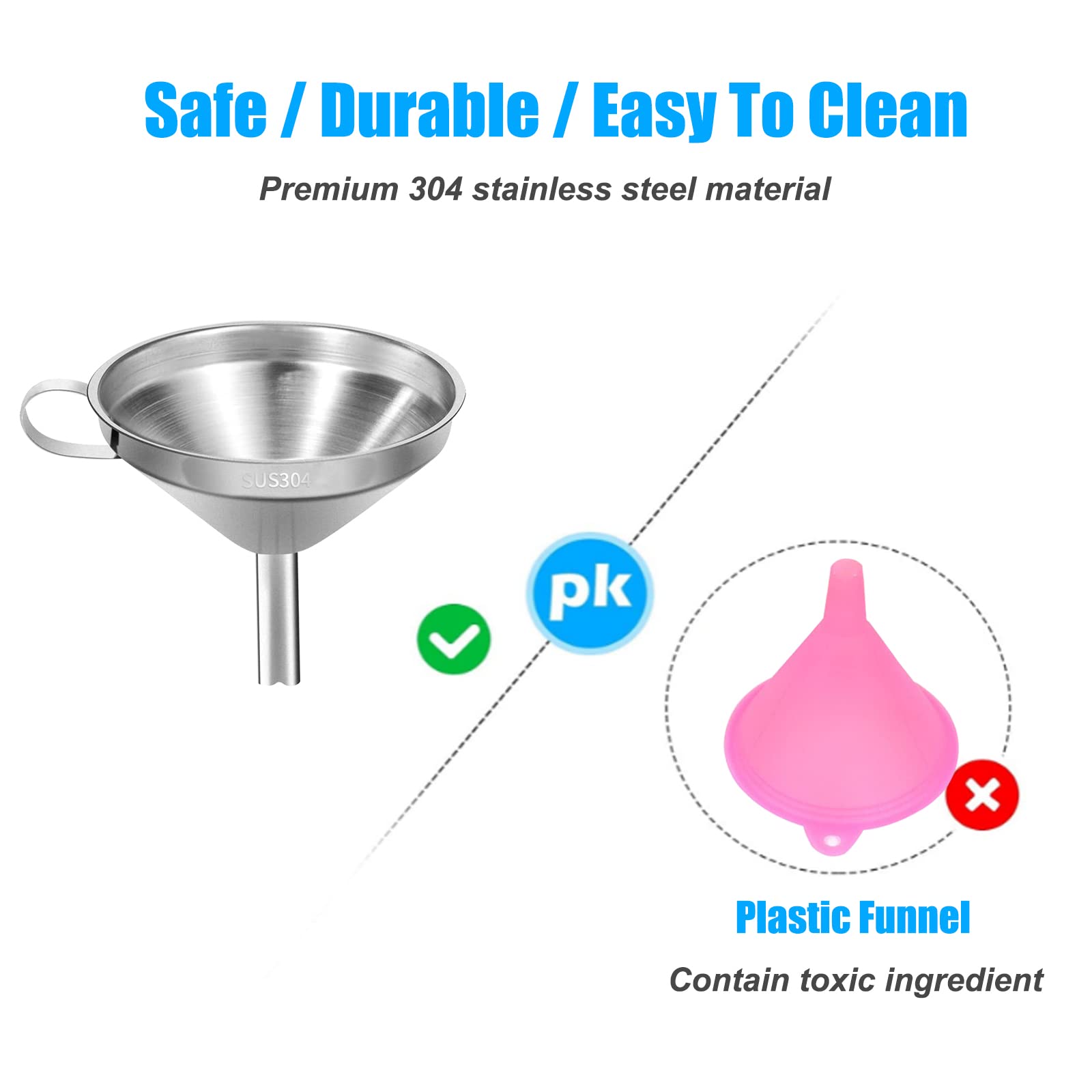Embudo de Cocina de Acero Inoxidable Metálico con Colador 4.3 Pulgadas