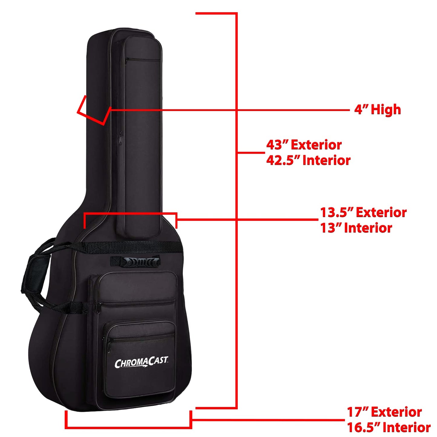 ChromaCast Acoustic Guitar 6-Pocket acolchado Gig Bag con correa de guitarra y muestra deselección