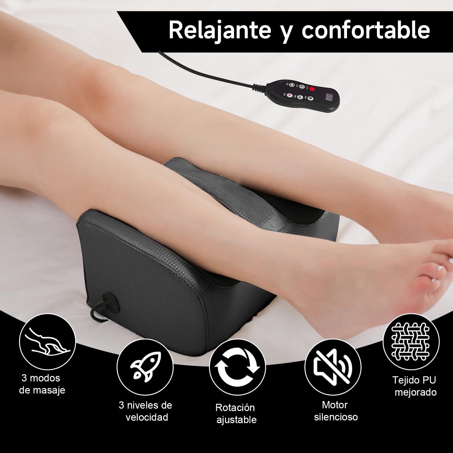 AWCBBT Masajeador de Pies Eléctrico,Con 20 Cabezales de Masaje,Masajeador de Pies,32x19x15cm,Presoterapia Piernas,Con 3 Modos y 3 Intensidades,Foot Massager,Adecuado para uso doméstico y de viaje