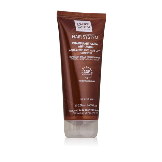 Champú Anticaída MartiDerm Negro con Factores de Crecimiento y Ácido Hialurónico 200 ml
