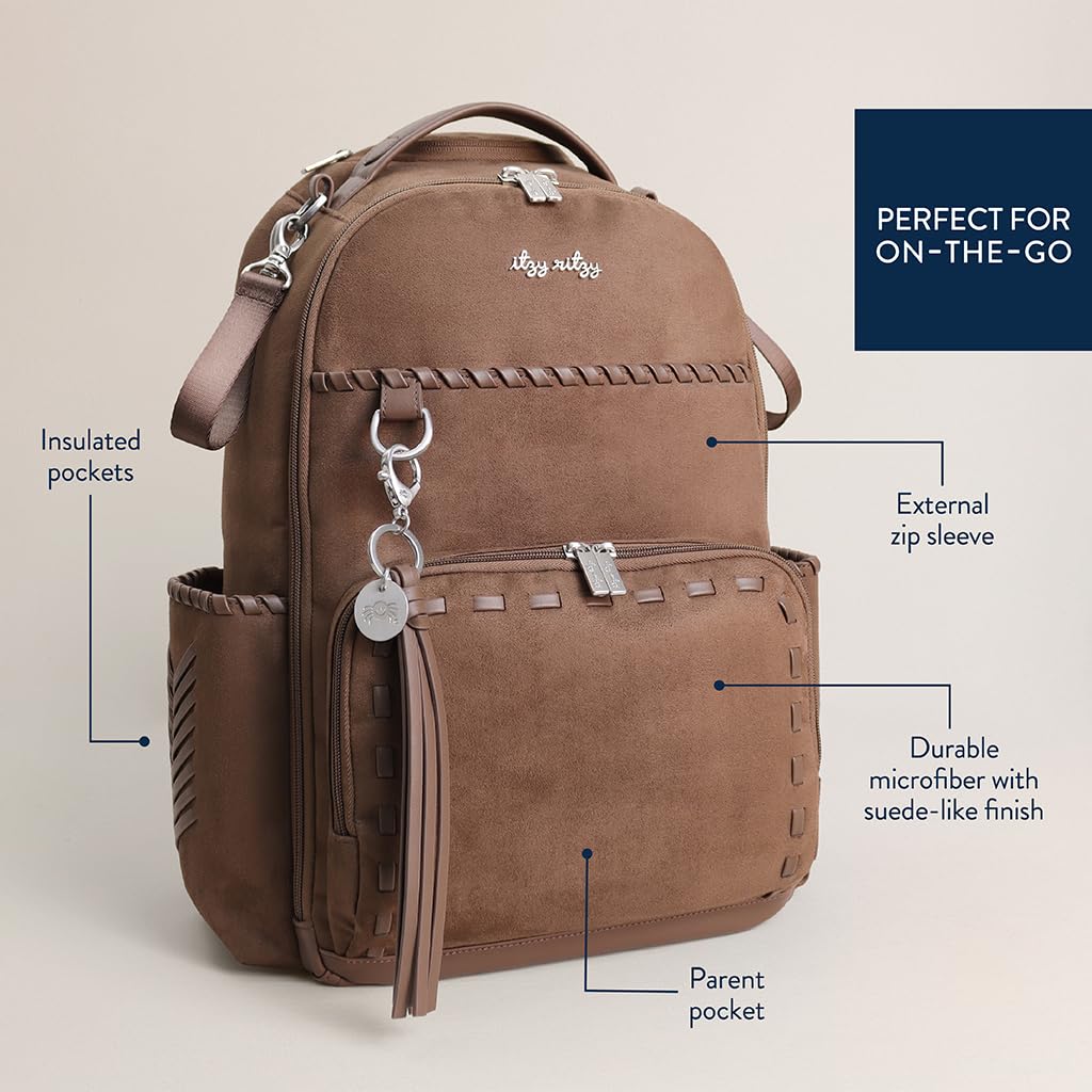 Itzy Ritzy - Mochila para pañales de gran capacidad Boss Plus con 19 bolsillos, cambiador, clips para carriola y correas cómodas (Aspen)