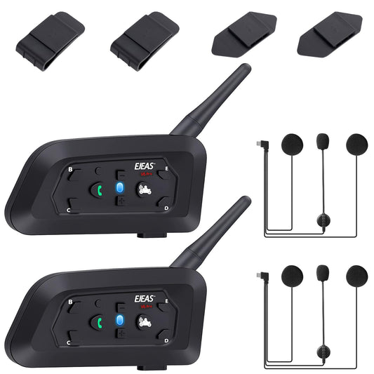 Casco de Motocicleta GaiRen V6 Pro Negro Bluetooth con Conexión de Hasta 6 Ciclistas