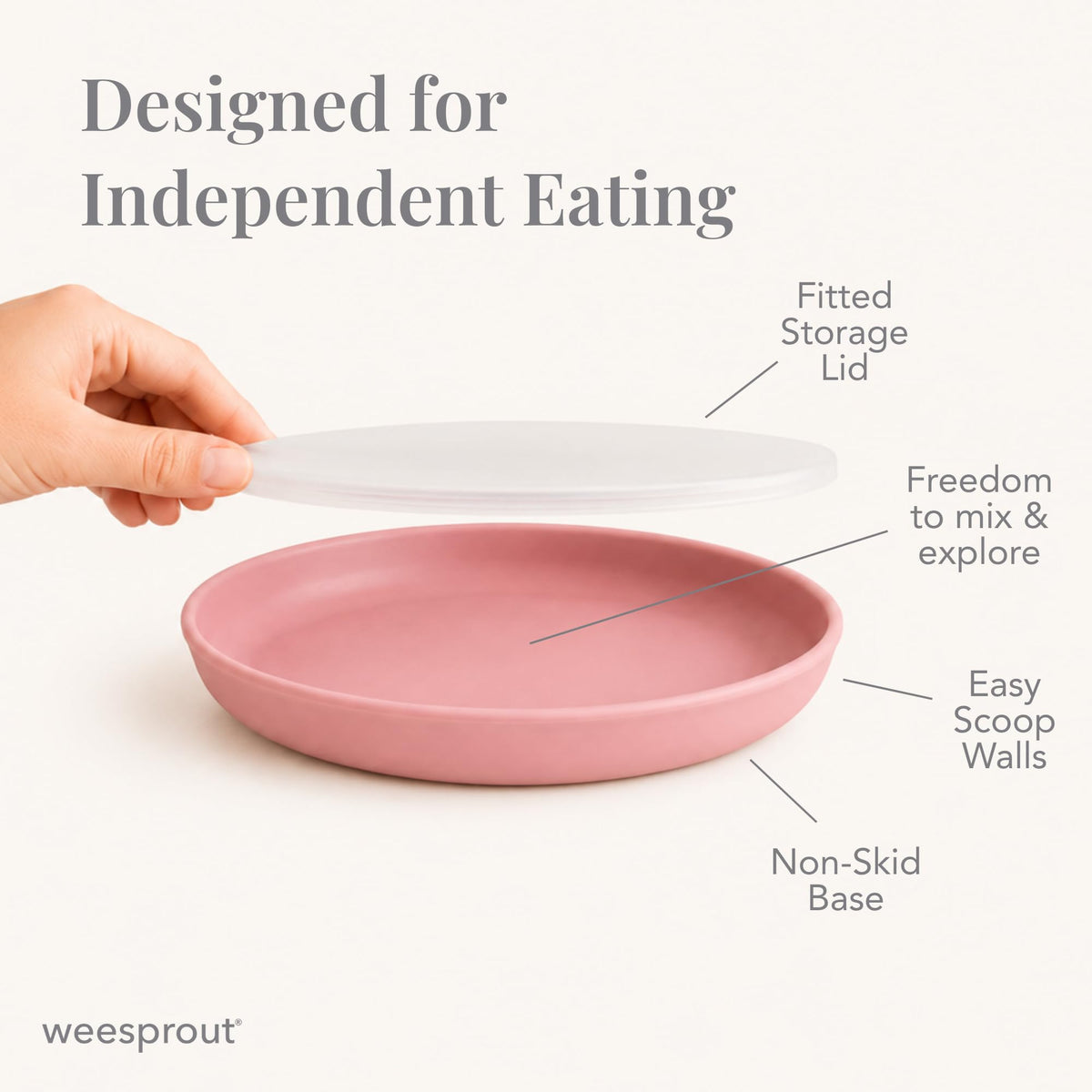 WeeSprout Platos de silicona para bebés y niños pequeños con tapas, diseño irrompible, aptos para microondas y lavaplatos, paquete de 3