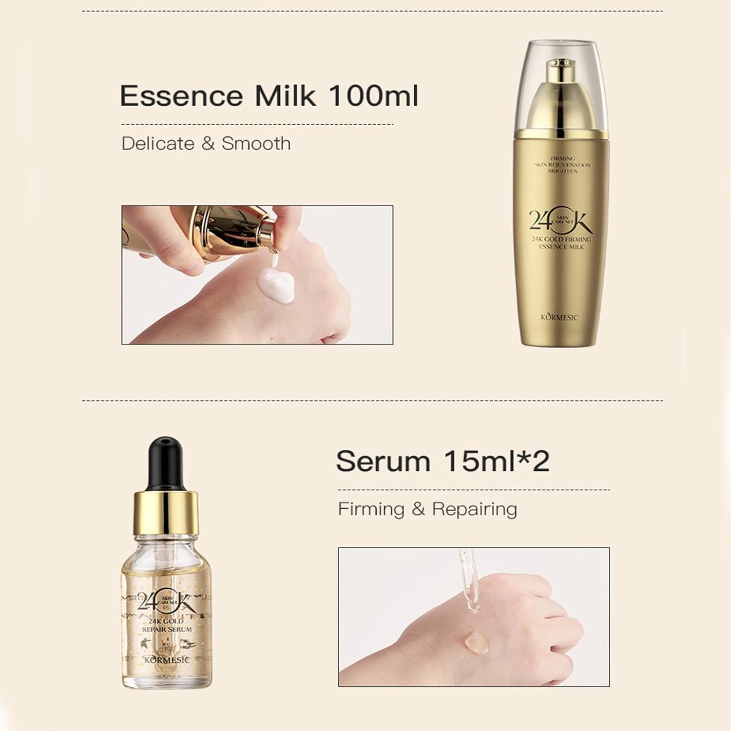 Kit Cuidado Facial 24k Pure Gold Colágeno Oro y Sérum Antiarrugas 6 Piezas Skincare