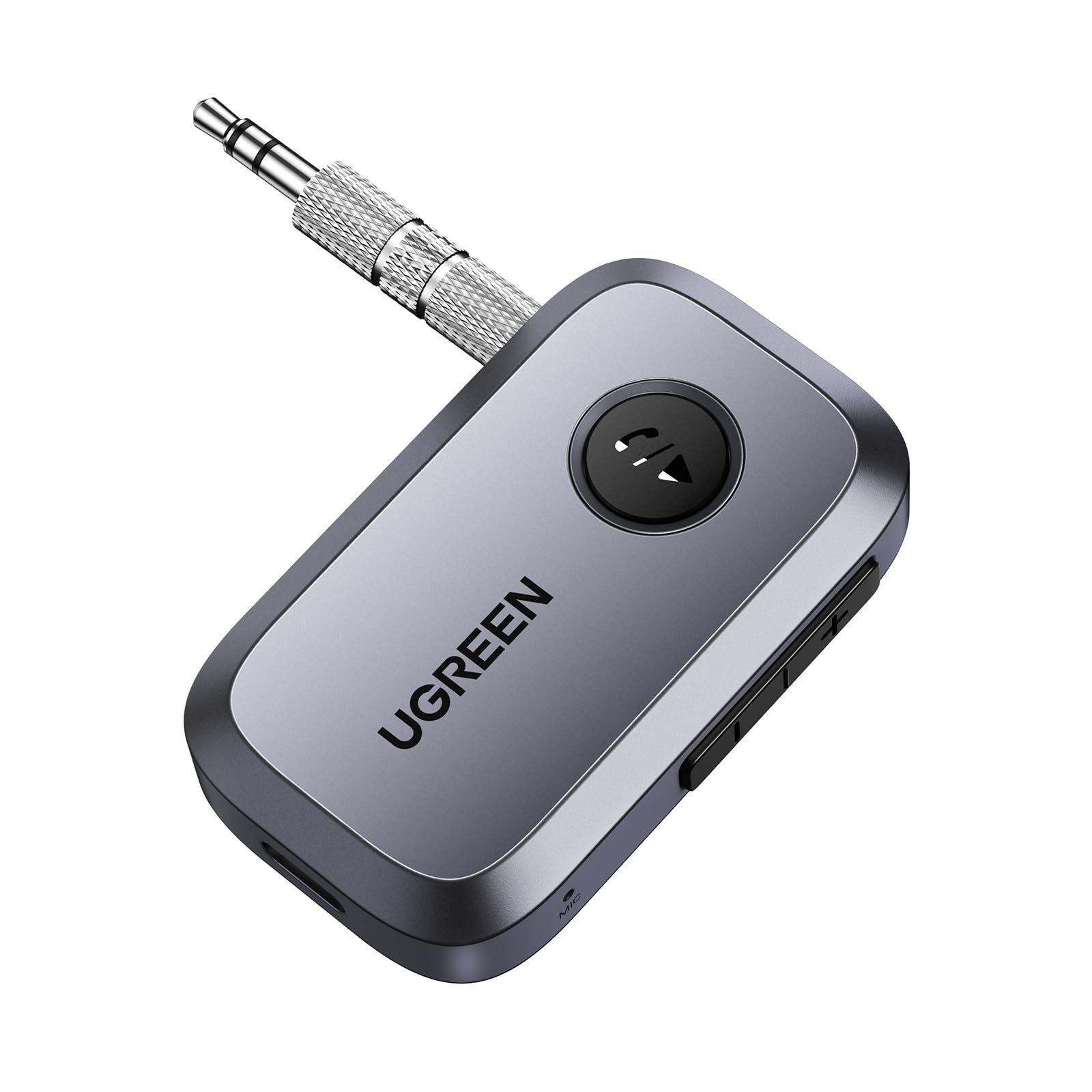 Receptor Bluetooth 5.3 UGREEN Negro con Micrófono para Coche y Llamadas Manos Libres