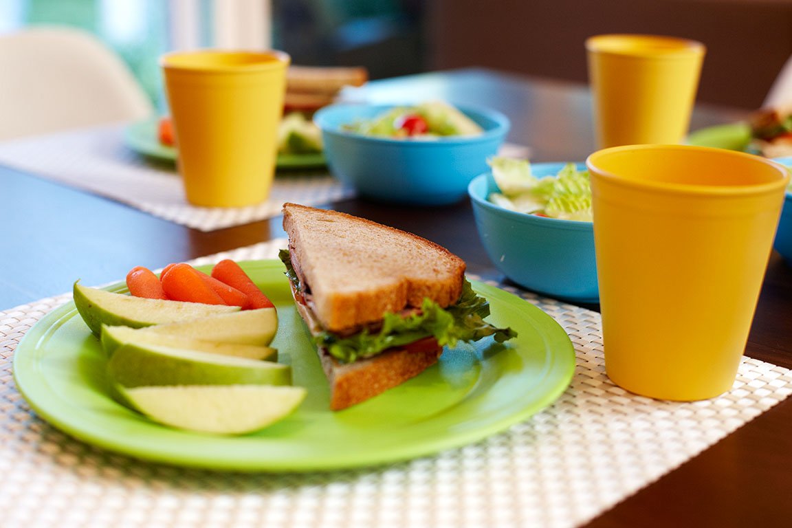 Green Eats 4 Pack Snack Plate, Anaranjado