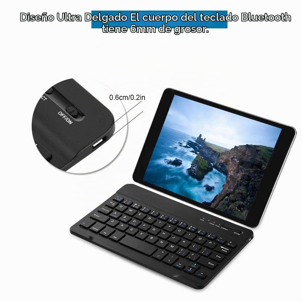 Teclado Inalámbrico Oumij Mini Blanco Ultra Delgado Recargable Universal para PC, Tablet y Laptop