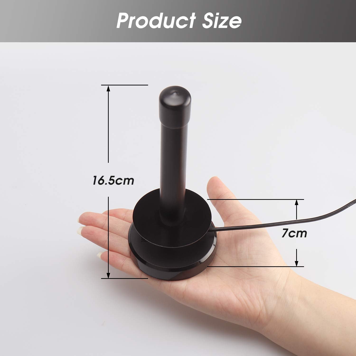 August Antena Digital HDTV DTA250 - Antena de TV portátil de Alta Ganancia con Base magnética y Cable coaxial - Alcance de 75 Millas