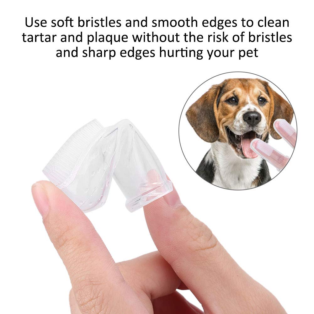 Cepillo de Dientes de Silicona Taidda Transparente Juego de Dedos para Mascota Perro