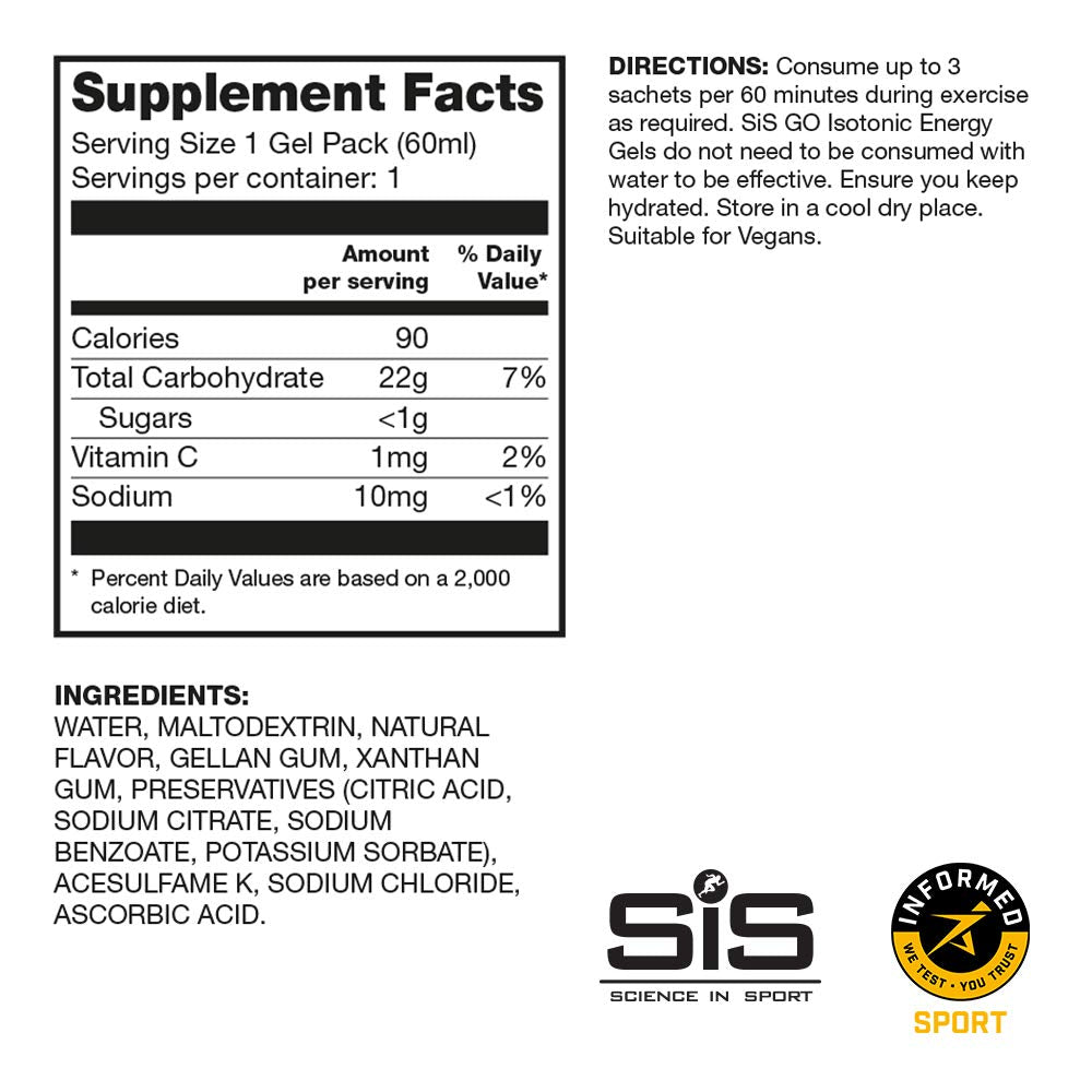 Paquete de Geles Energéticos Isotónicos Science in Sport Naranja con Carbohidratos de Acción Rápida para Rendimiento y Resistencia