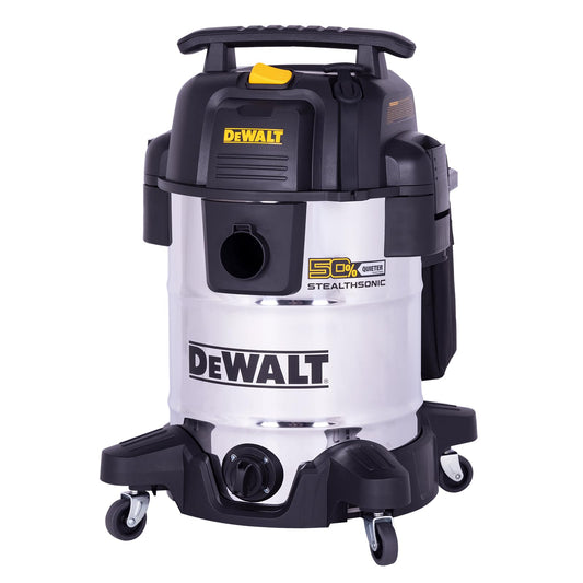 DEWALT STEALTHSONIC - Aspiradora para tienda en húmedo y seco, ultra silenciosa, resistente con accesorios, potente aspiradora exterior para coche, cochera, taller, lugar de trabajo, patio, DXV10S-QT,