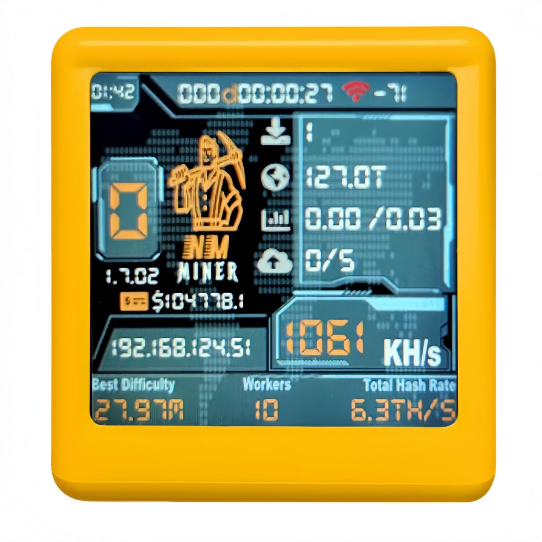 NM-TV 154 - ESP32 TFT Bitcoin Solo Lottery Miner 1.54 pulgadas Smart Gift Pequeño TV Reloj de Escritorio 1060 KH/s Hashrate
