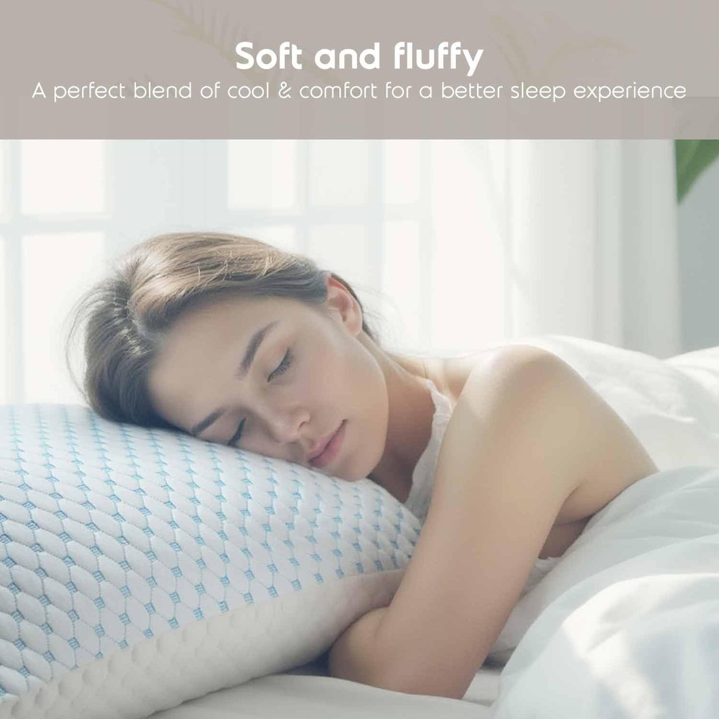 Almohada Nestl Bedding Beige con Reducción de Calor y Humedad en Espuma de Gel y Rayón Ajustable y Lavable