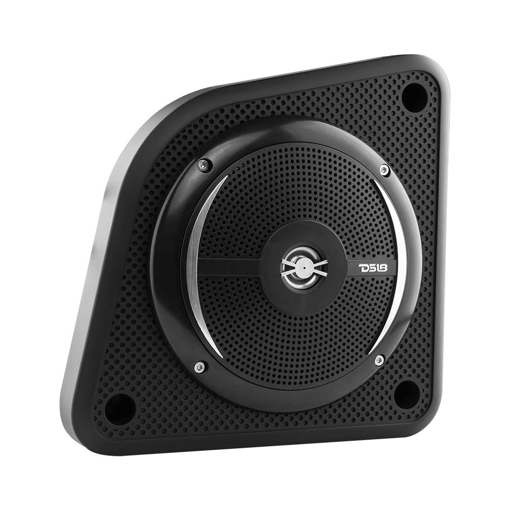 DS18 EN6SLIM/BK Caja de Altavoz Universal de 2 vías de 6.5 Pulgadas, iluminación LED RGB integrada, para Todos los Elementos, UTV, ATV y Jeeps, Carcasa Poco Profunda con Altavoces Resistentes al Agua
