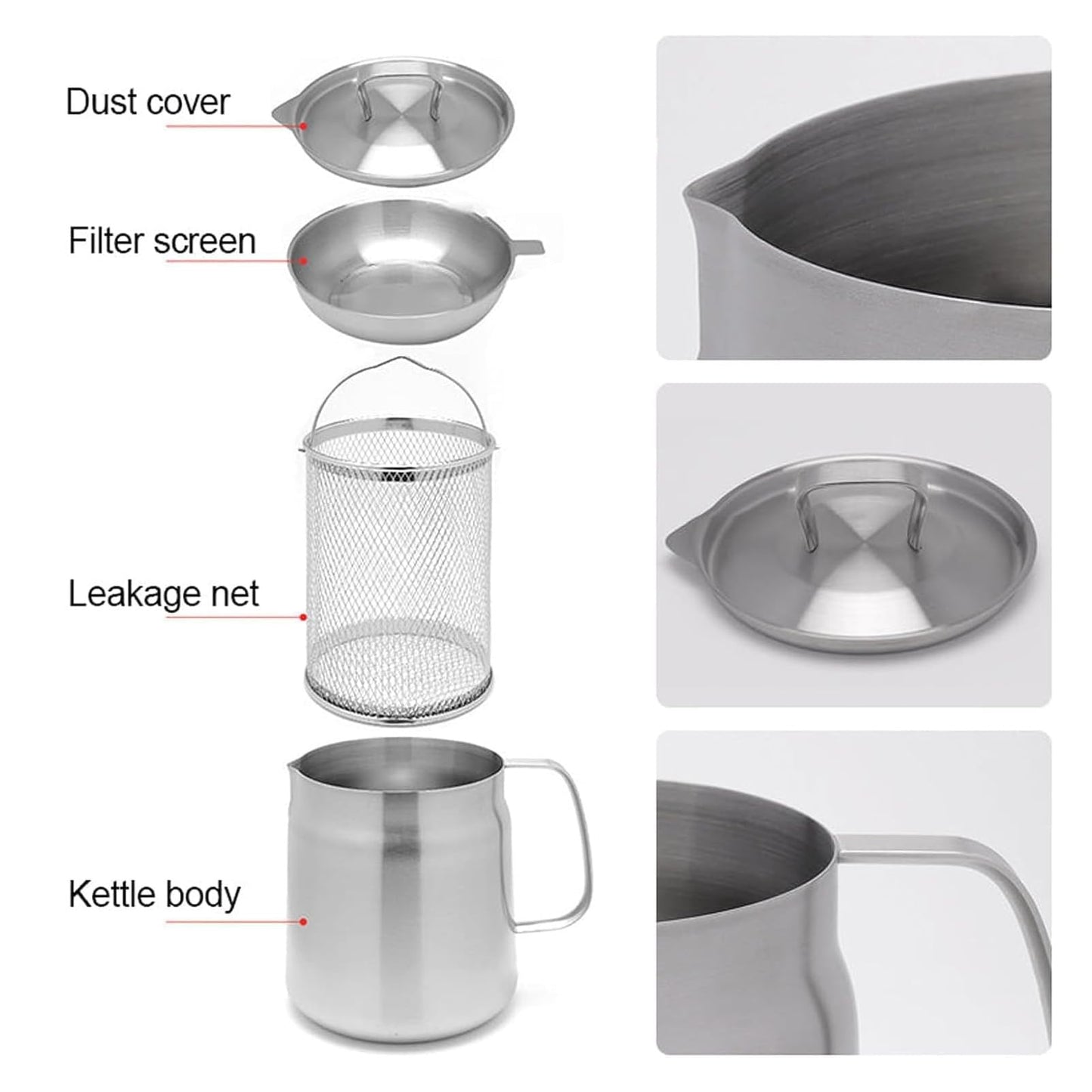 Olla Coladora de Aceite con Cesta y Tapa de Acero Inoxidable 304 2L para Cocina