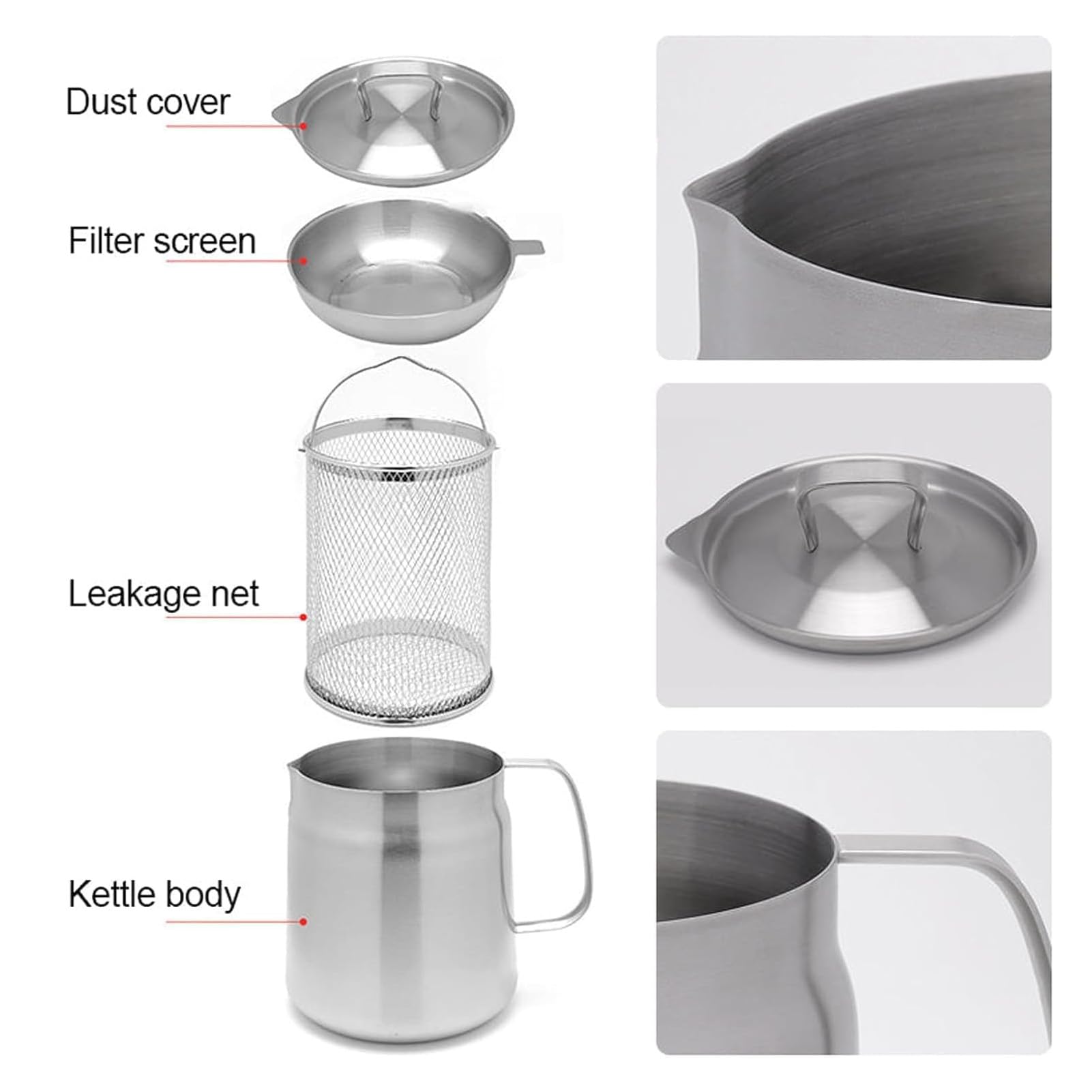 Olla Coladora de Aceite con Cesta y Tapa de Acero Inoxidable 304 2L para Cocina