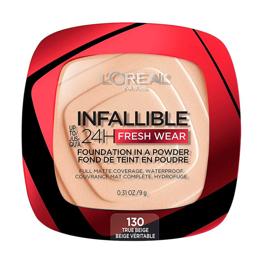 L´Oréal Paris base de maquillaje en polvo de larga duración Infallible 24h Freshwear, Tono 130 True Beige, 9gr