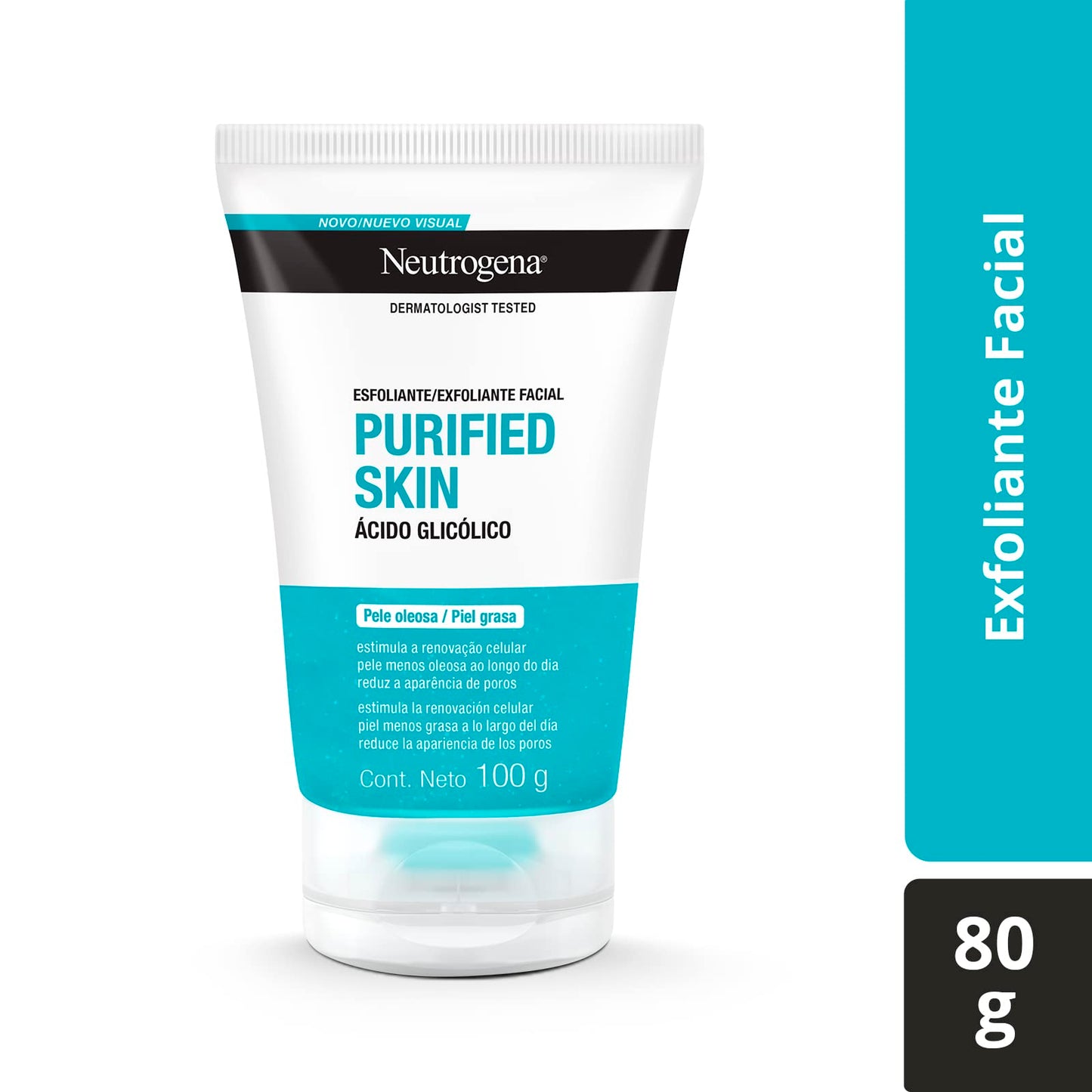 Exfoliante Facial Neutrogena Purified Skin Ácido glicólico 100 g, 1 + Sun fresh Protector Solar Facial sin color Dermcare Niacinamida FPS50+, 40g