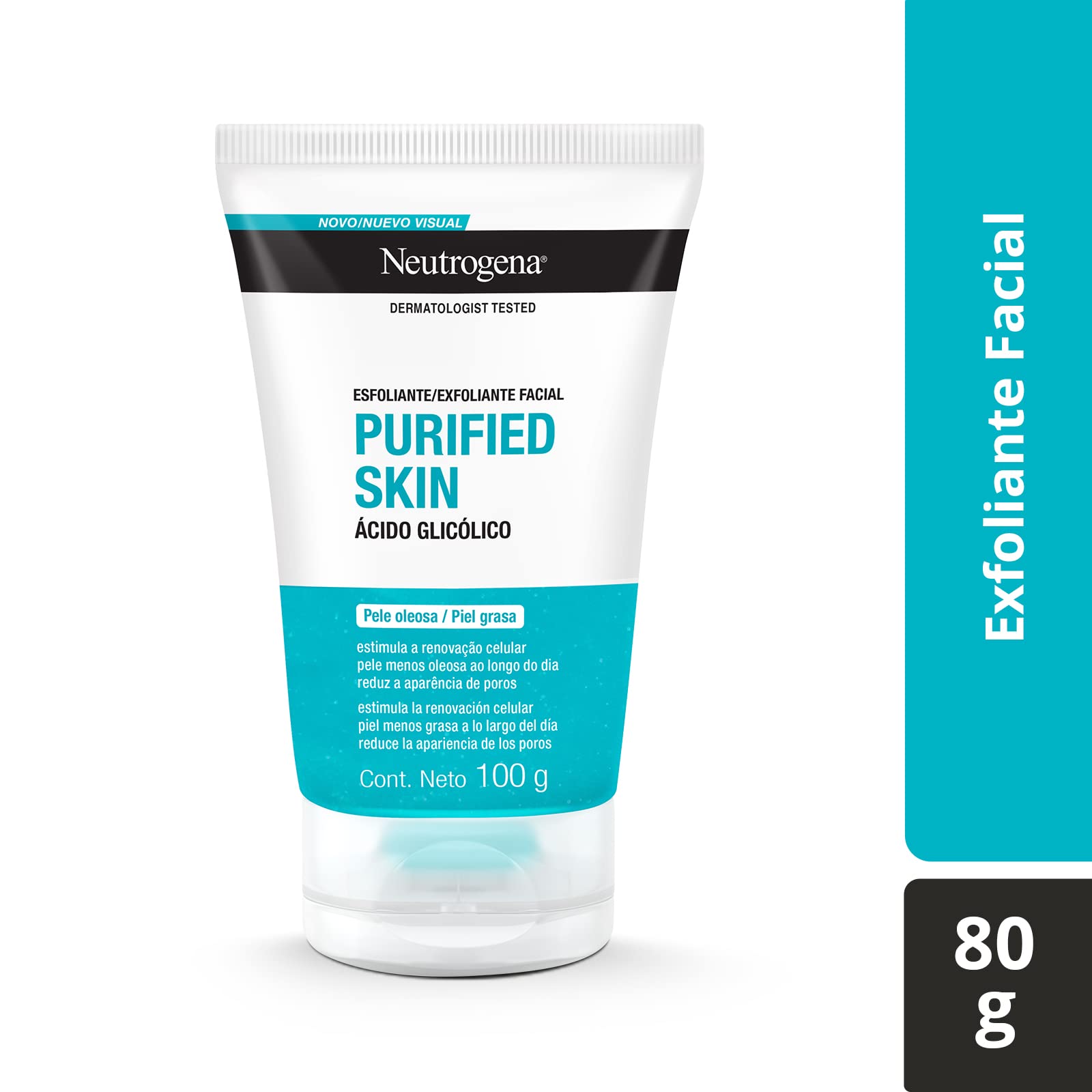 Exfoliante Facial Neutrogena Purified Skin Ácido glicólico 100 g, 1 + Sun fresh Protector Solar Facial sin color Dermcare Niacinamida FPS50+, 40g