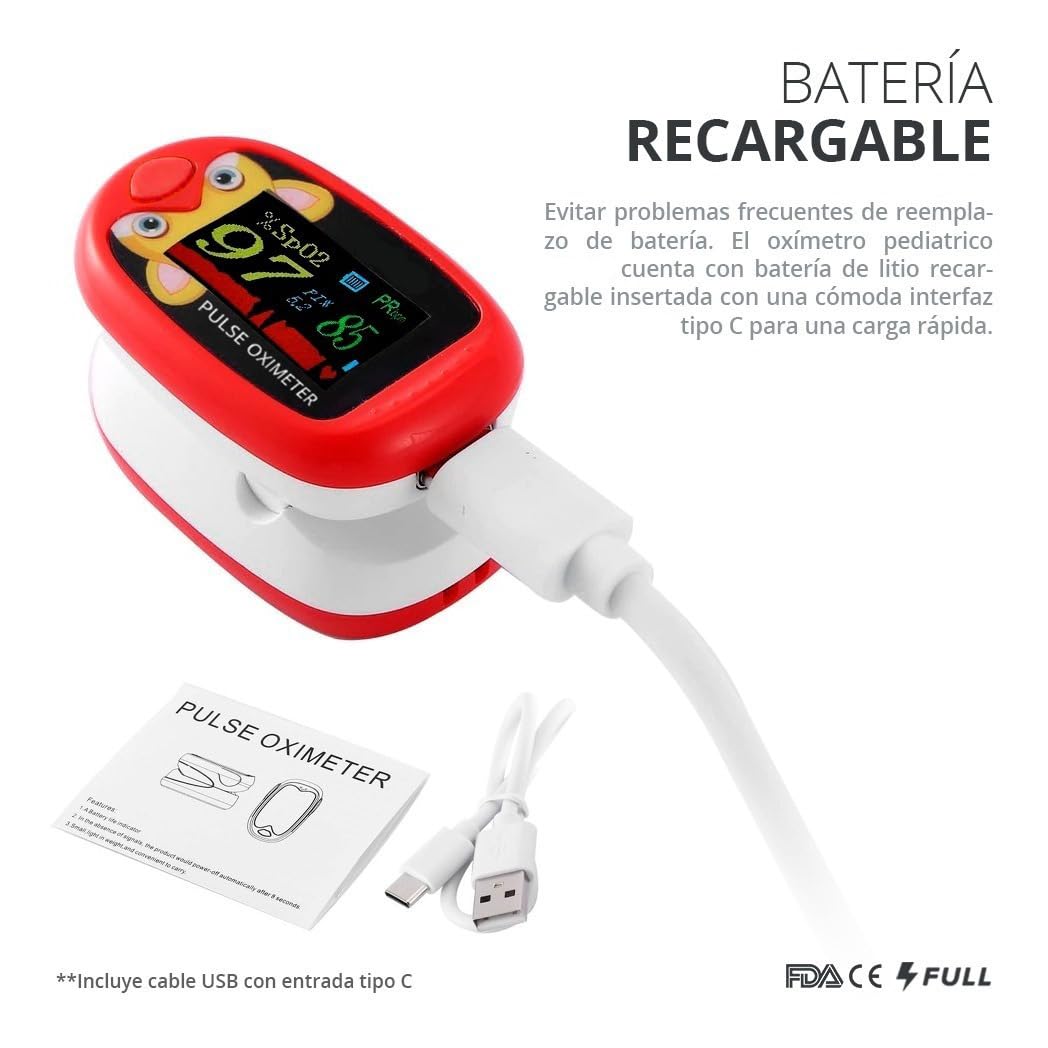 KOOLMARK Oxímetro Infantil Monitor Digital de Oxigenación (Rojo), 1.0 unidad