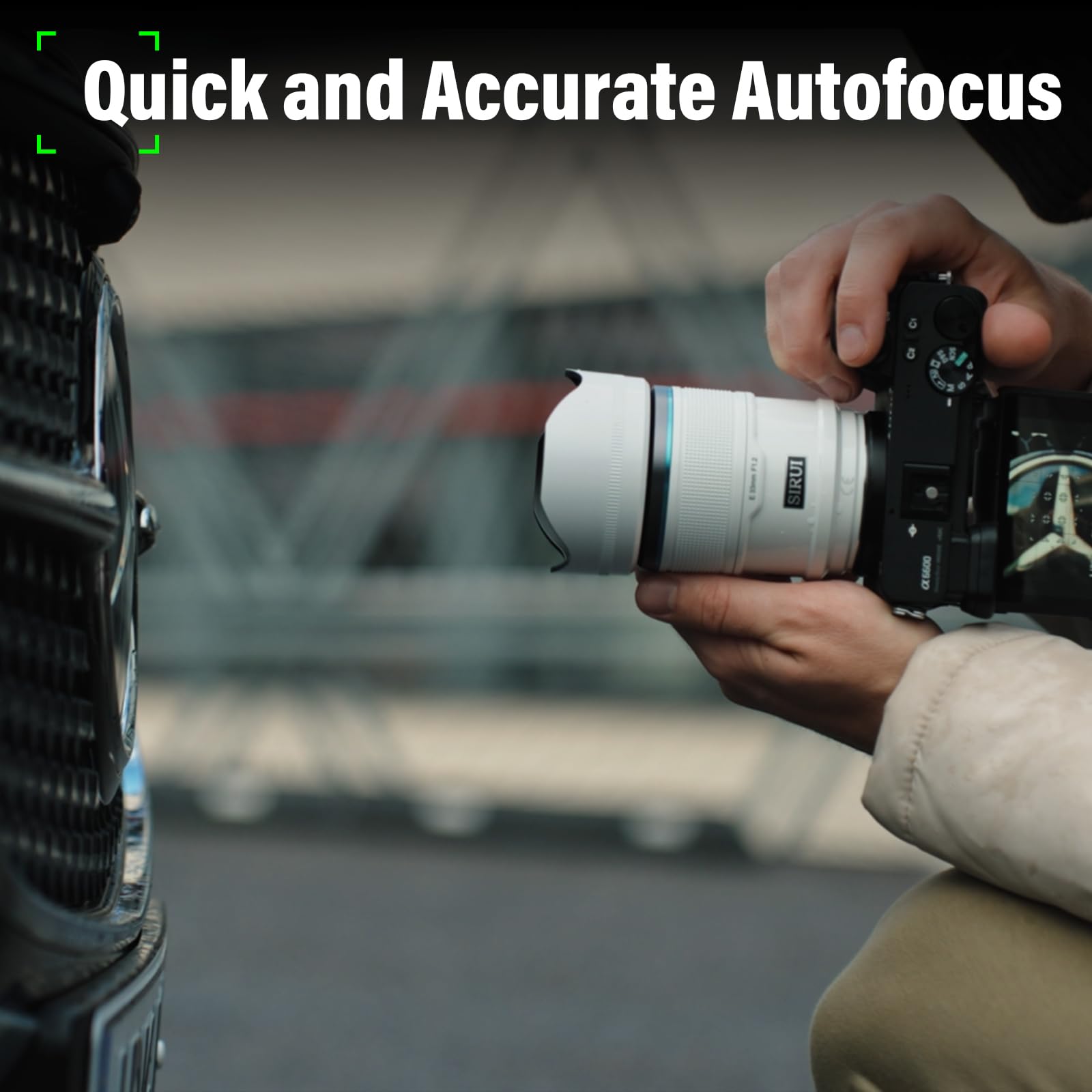 Sirui Sniper 56mm Autofocus Lens, F1.2 Wide Angle APS-C Camera Lens for A5 A6 A7 FX A9 ZV-E Series (E Mount, White)